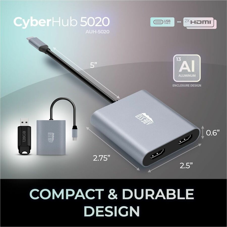 Adesso USB-C to Dual HDMI Adapter — AUH-5020