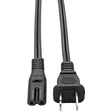 Eaton Tripp Lite Series 2-Slot Non-Polarized Replacement Power Cord, 1-15P to C7 - 10A, 120V, 18 AWG, 6 ft. (1.83 m), Black — P012-006