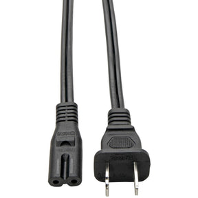 Eaton Tripp Lite Series 2-Slot Non-Polarized Replacement Power Cord, 1-15P to C7 - 10A, 120V, 18 AWG, 6 ft. (1.83 m), Black — P012-006