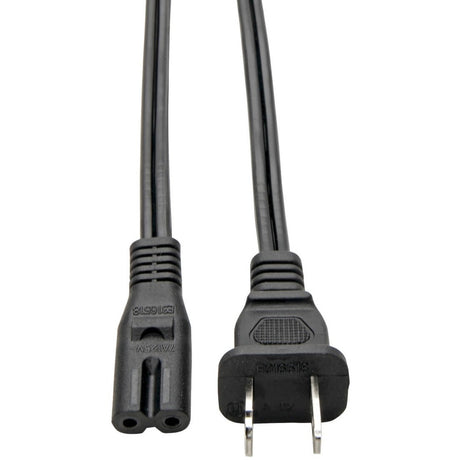 Eaton Tripp Lite Series 2-Slot Non-Polarized Replacement Power Cord, 1-15P to C7 - 10A, 120V, 18 AWG, 6 ft. (1.83 m), Black — P012-006