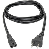 Eaton Tripp Lite Series 2-Slot Non-Polarized Replacement Power Cord, 1-15P to C7 - 10A, 120V, 18 AWG, 6 ft. (1.83 m), Black — P012-006