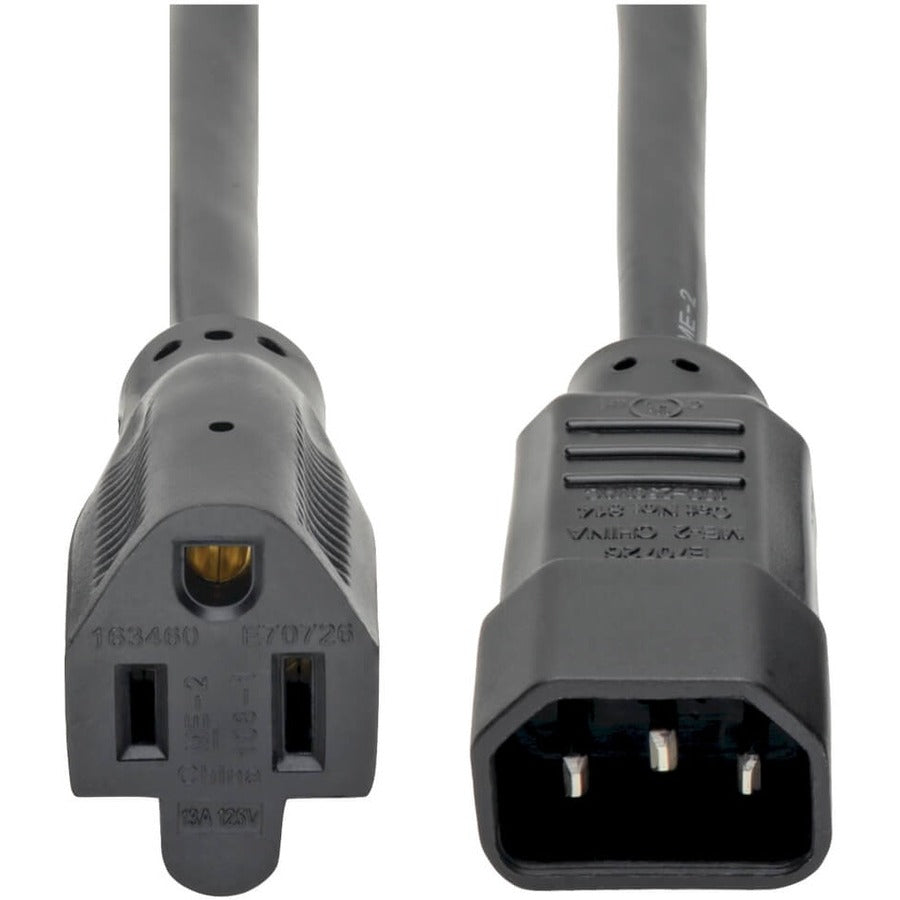 Eaton Tripp Lite Series NEMA 5-15R to C14 Computer AC Power Cable - 13A, 125V, 16 AWG, 2 ft. (0.61 m), Black — P002-002