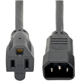 Eaton Tripp Lite Series NEMA 5-15R to C14 Computer AC Power Cable - 13A, 125V, 16 AWG, 2 ft. (0.61 m), Black — P002-002