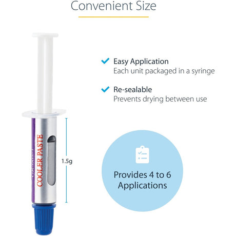 StarTech.com Thermal Paste, 1.5g Metal Oxide Heat Sink Compound, Re-sealable Syringes, CPU Paste — SILVGREASE1