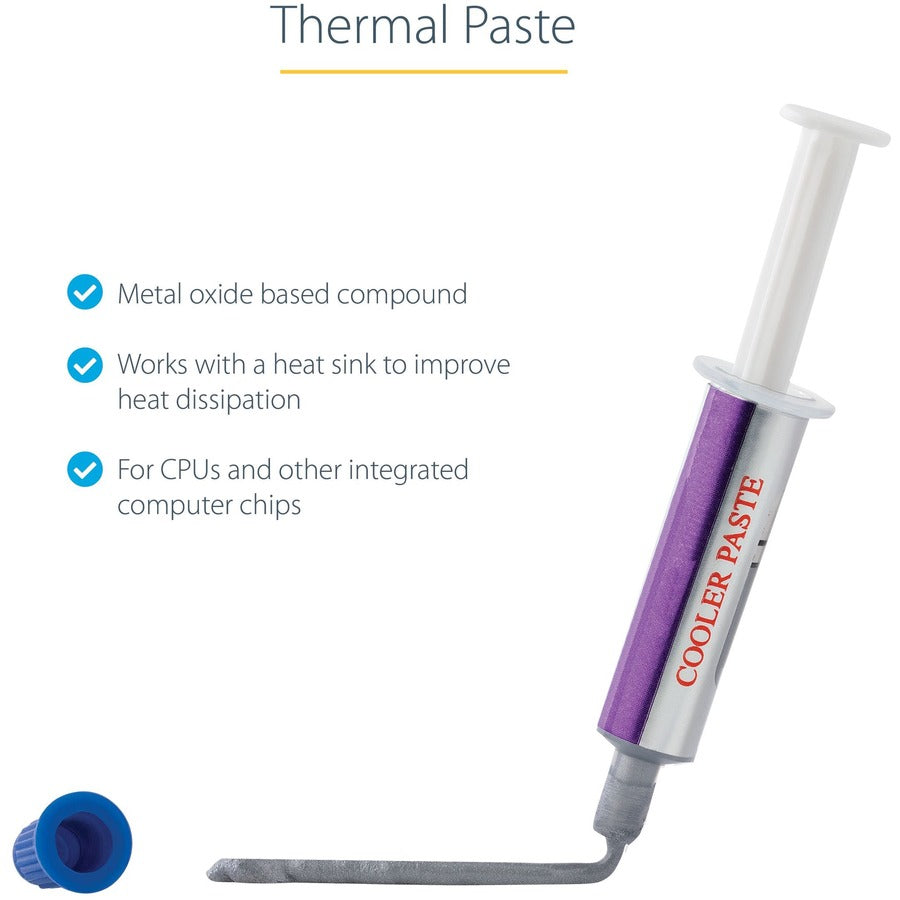 StarTech.com Thermal Paste, 1.5g Metal Oxide Heat Sink Compound, Re-sealable Syringes, CPU Paste — SILVGREASE1