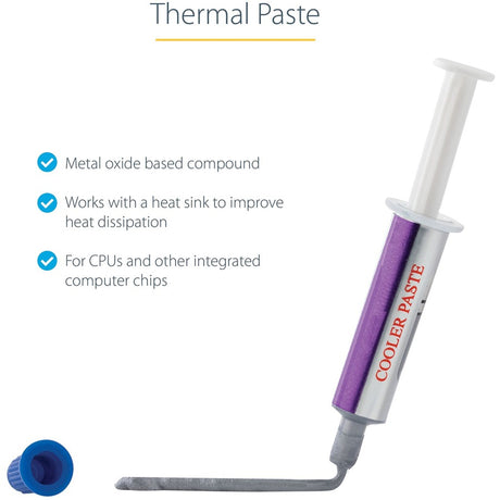 StarTech.com Thermal Paste, 1.5g Metal Oxide Heat Sink Compound, Re-sealable Syringes, CPU Paste — SILVGREASE1