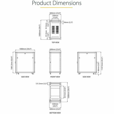 StarTech.com 22U 36in Knock-Down Server Rack Cabinet with Caster — RK2236BKF