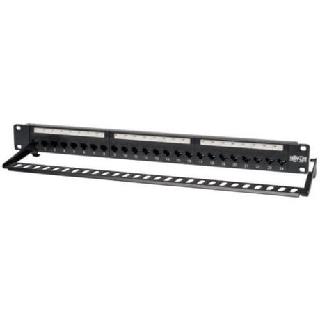 Eaton Tripp Lite Series 24-Port 1U Rack-Mount Cat6/Cat5 Feedthrough Patch Panel, RJ45 Ethernet, TAA — N254-024