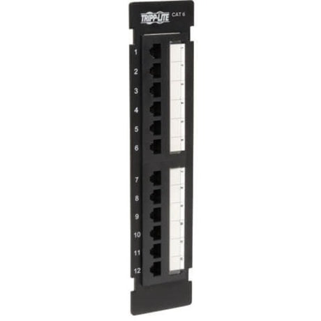 Eaton Tripp Lite Series 12-Port Cat6/Cat5 Wall-Mount Vertical 110 Patch Panel, TAA — N250-012