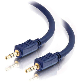 C2G 75ft 3.5mm Velocity Series Stereo Audio Cable - AUX Cable - Blue - M/M — 40937