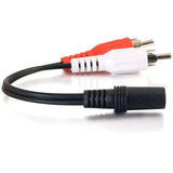 C2G 6in Value Series One 3.5mm Stereo Female To Two RCA Stereo Male Y-Cable — 40424