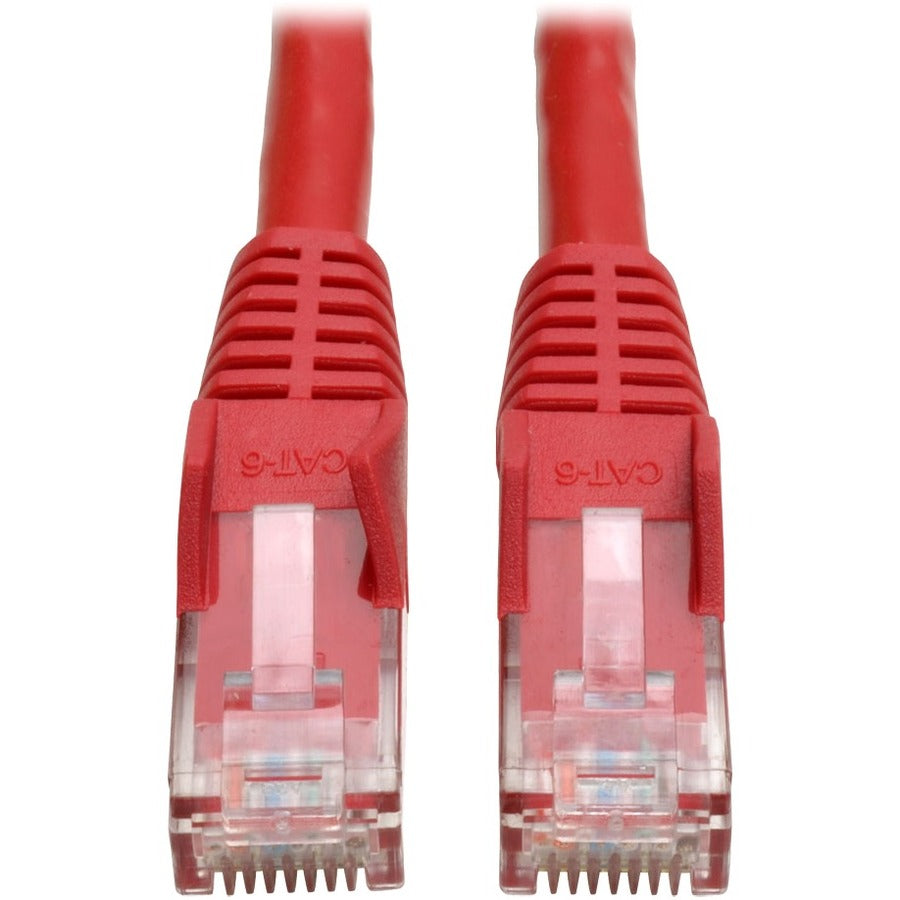 Eaton Tripp Lite Series Cat6 Gigabit Snagless Molded (UTP) Ethernet Cable (RJ45 M/M), PoE, Red, 10 ft. (3.05 m) — N201-010-RD