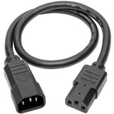 Eaton Tripp Lite Series Heavy-Duty PDU Power Cord, C13 to C14 - 15A, 250V, 14 AWG, 2 ft. (0.61 m), Black — P005-002