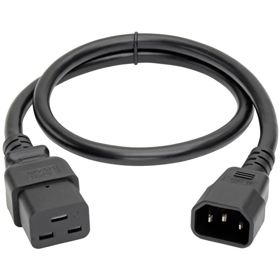 Eaton Tripp Lite Series Power Cord, C19 to C14 - Heavy-Duty, 15A, 250V, 14 AWG, 2 ft. (0.61 m), Black — P047-002