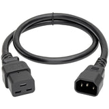 Eaton Tripp Lite Series Power Cord, C19 to C14 - Heavy-Duty, 15A, 250V, 14 AWG, 2 ft. (0.61 m), Black — P047-002