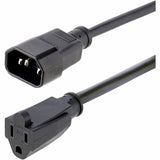 StarTech.com 1ft (0.3m) Power Extension Cord, IEC C14 to NEMA 5-15R, 10A 125V, 18AWG, Black, Outlet Extension Cable for Power Supplies — PAC100
