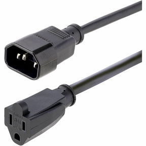 StarTech.com 1ft (0.3m) Power Extension Cord, IEC C14 to NEMA 5-15R, 10A 125V, 18AWG, Black, Outlet Extension Cable for Power Supplies — PAC100