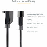 StarTech.com 1ft (0.3m) Power Extension Cord, IEC C14 to NEMA 5-15R, 10A 125V, 18AWG, Black, Outlet Extension Cable for Power Supplies — PAC100
