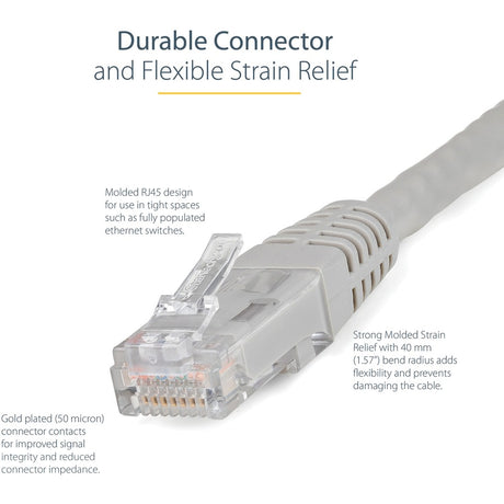 StarTech.com 10ft CAT6 Ethernet Cable - Gray Molded Gigabit - 100W PoE UTP 650MHz - Category 6 Patch Cord UL Certified Wiring/TIA — C6PATCH10GR