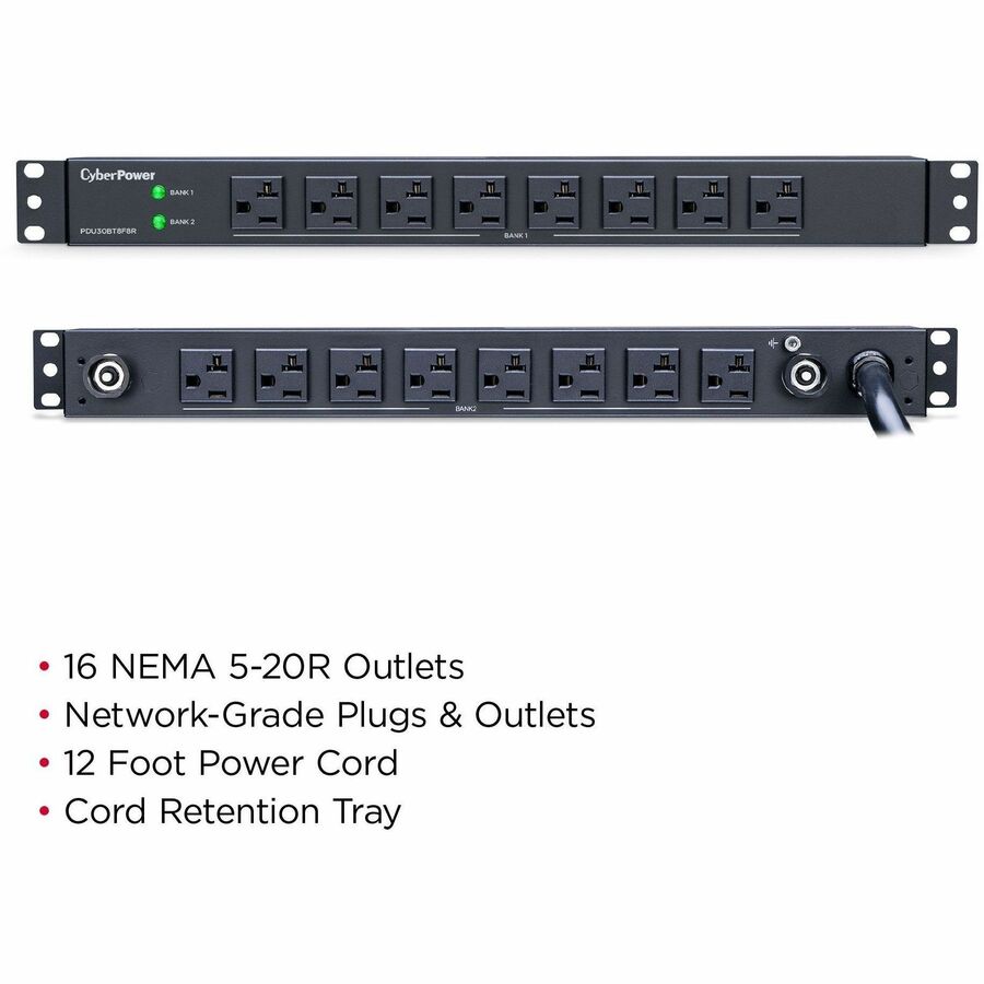 CyberPower PDU30BT8F8R Single Phase 100 - 125 VAC 30A Basic PDU — PDU30BT8F8R