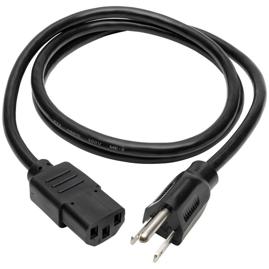Eaton Tripp Lite Series Desktop Computer AC Power Cable, NEMA 5-15P to C13 - 10A, 125V, 18 AWG, 4 ft. (1.22 m), Black — P006-004