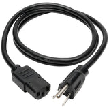Eaton Tripp Lite Series Desktop Computer AC Power Cable, NEMA 5-15P to C13 - 10A, 125V, 18 AWG, 4 ft. (1.22 m), Black — P006-004
