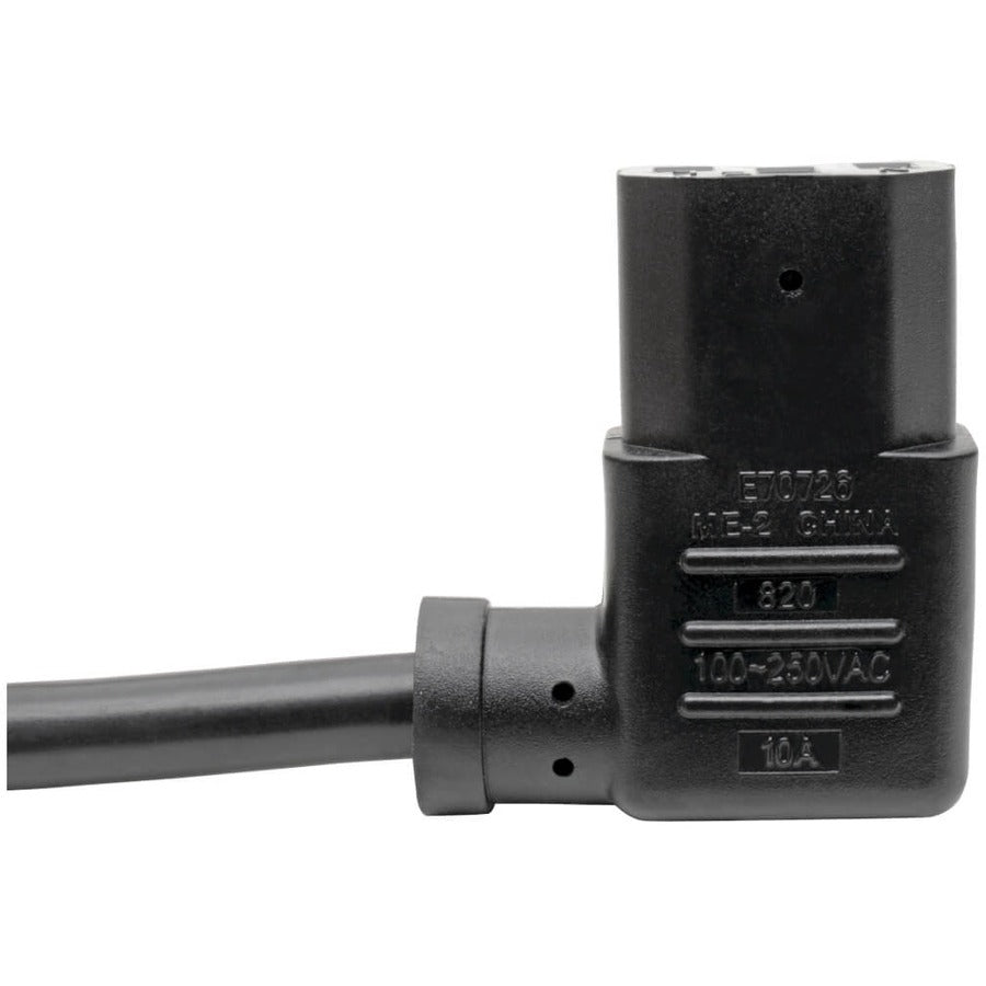 Eaton Tripp Lite Series Computer Power Cord, NEMA 5-15P to Left-Angle C13 - 10A, 125V, 18 AWG, 6 ft. (1.83 m), Black — P006-006-13LA