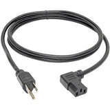 Eaton Tripp Lite Series Computer Power Cord, NEMA 5-15P to Left-Angle C13 - 10A, 125V, 18 AWG, 6 ft. (1.83 m), Black — P006-006-13LA