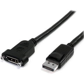 StarTech.com 3ft (1m) Panel Mount DisplayPort Cable, 4K x 2K Video, DisplayPort 1.2 Extension Cable Male to Female, DP Extender Cord — DPPNLFM3PW