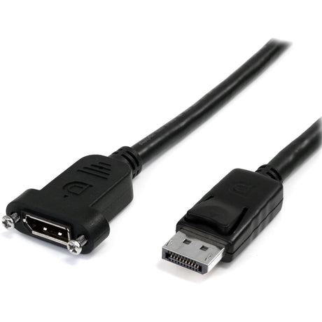 StarTech.com 3ft (1m) Panel Mount DisplayPort Cable, 4K x 2K Video, DisplayPort 1.2 Extension Cable Male to Female, DP Extender Cord — DPPNLFM3PW