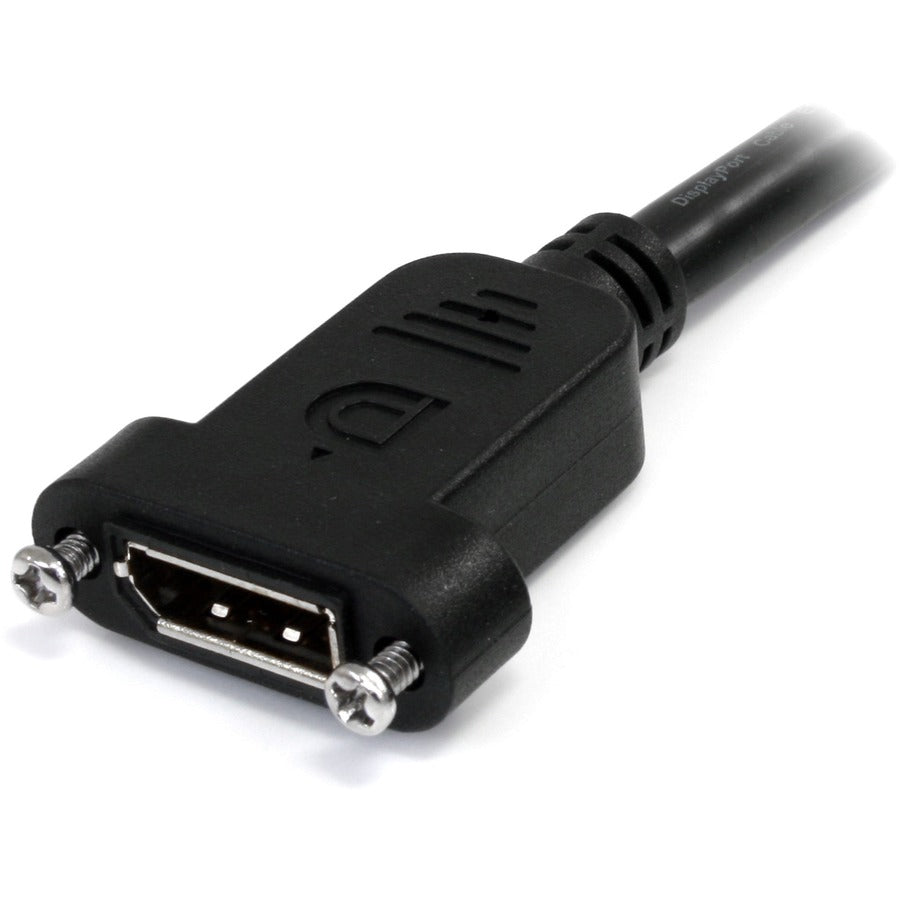 StarTech.com 3ft (1m) Panel Mount DisplayPort Cable, 4K x 2K Video, DisplayPort 1.2 Extension Cable Male to Female, DP Extender Cord — DPPNLFM3PW