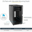 StarTech.com 4-Post 25U Server Rack Cabinet, 19" Data Rack Cabinet for Computer / IT Equipment, Home Network Rack, Half Height Server Rack — RK2536BKF