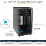 StarTech.com 4-Post 25U Server Rack Cabinet, 19" Data Rack Cabinet for Computer / IT Equipment, Home Network Rack, Half Height Server Rack — RK2536BKF