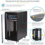 StarTech.com 4-Post 25U Server Rack Cabinet, 19" Data Rack Cabinet for Computer / IT Equipment, Home Network Rack, Half Height Server Rack — RK2536BKF