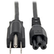 Eaton Tripp Lite Series 3-Slot Power Cord, NEMA 5-15P to C5 - Laptop/Notebook, 7A, 125V, 18 AWG, 6 ft. (1.8 m), Black — P013-006