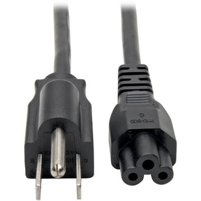 Eaton Tripp Lite Series 3-Slot Power Cord, NEMA 5-15P to C5 - Laptop/Notebook, 7A, 125V, 18 AWG, 6 ft. (1.8 m), Black — P013-006