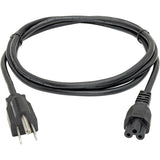 Eaton Tripp Lite Series 3-Slot Power Cord, NEMA 5-15P to C5 - Laptop/Notebook, 7A, 125V, 18 AWG, 6 ft. (1.8 m), Black — P013-006