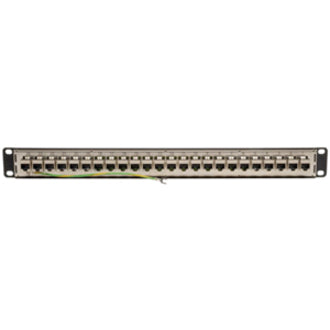Eaton Tripp Lite Series 24-Port 1U Rack-Mount STP Shielded Cat6 /Cat5 Feedthrough Patch Panel, RJ45 Ethernet, TAA — N254-024-SH