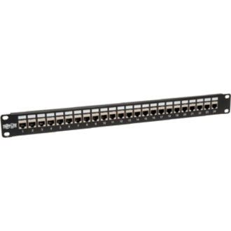 Eaton Tripp Lite Series 24-Port 1U Rack-Mount STP Shielded Cat6 /Cat5 Feedthrough Patch Panel, RJ45 Ethernet, TAA — N254-024-SH