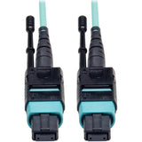 Eaton Tripp Lite Series MTP/MPO Patch Cable with Push/Pull Tabs, 12 Fiber, 40GbE, 40GBASE-SR4, OM3 Plenum-Rated - Aqua, 1M (3 ft.) — N844-01M-12-P