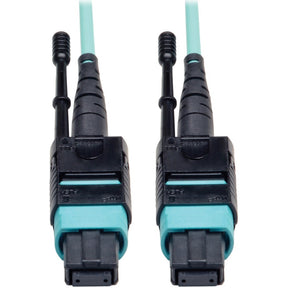 Eaton Tripp Lite Series MTP/MPO Patch Cable with Push/Pull Tabs, 12 Fiber, 40GbE, 40GBASE-SR4, OM3 Plenum-Rated - Aqua, 1M (3 ft.) — N844-01M-12-P