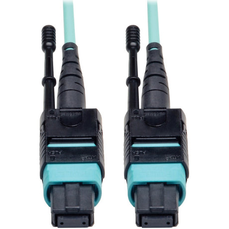 Eaton Tripp Lite Series MTP/MPO Patch Cable with Push/Pull Tabs, 12 Fiber, 40GbE, 40GBASE-SR4, OM3 Plenum-Rated - Aqua, 1M (3 ft.) — N844-01M-12-P