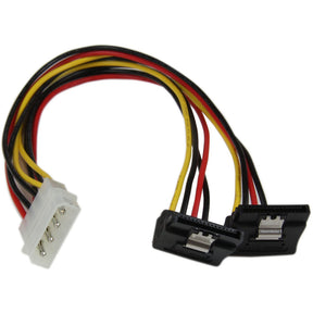 StarTech.com 12in LP4 to 2x Right Angle Latching SATA Power Y Cable Splitter - 4 Pin LP4 to Dual SATA — PYO2LP4LSATR