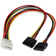 StarTech.com 12in LP4 to 2x SATA Power Y Cable Adapter — PYO2LP4SATA
