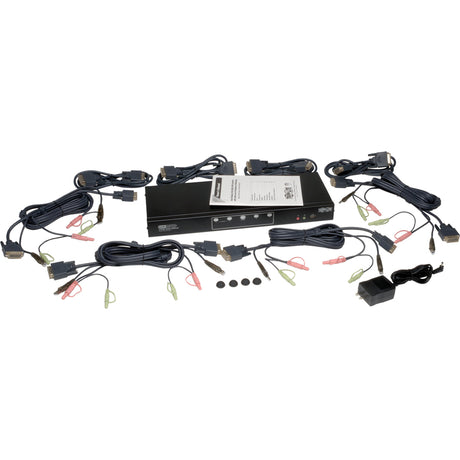Tripp Lite by Eaton 4-Port Dual Monitor DVI KVM Switch with Audio and USB 2.0 Hub, Cables included — B004-2DUA4-K