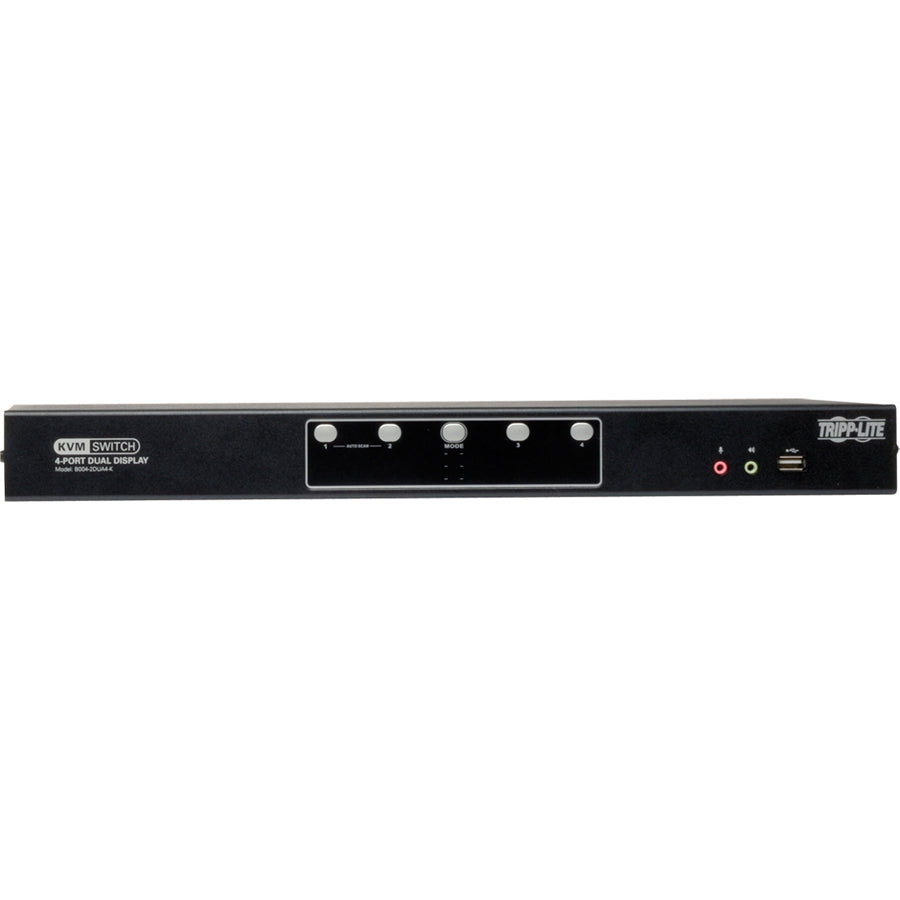 Tripp Lite by Eaton 4-Port Dual Monitor DVI KVM Switch with Audio and USB 2.0 Hub, Cables included — B004-2DUA4-K