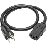 Eaton Tripp Lite Series Desktop Computer AC Power Cable, NEMA 5-15P to C13 - 13A, 125V, 16 AWG, 2 ft. (0.61 m), Black — P006-002-13A