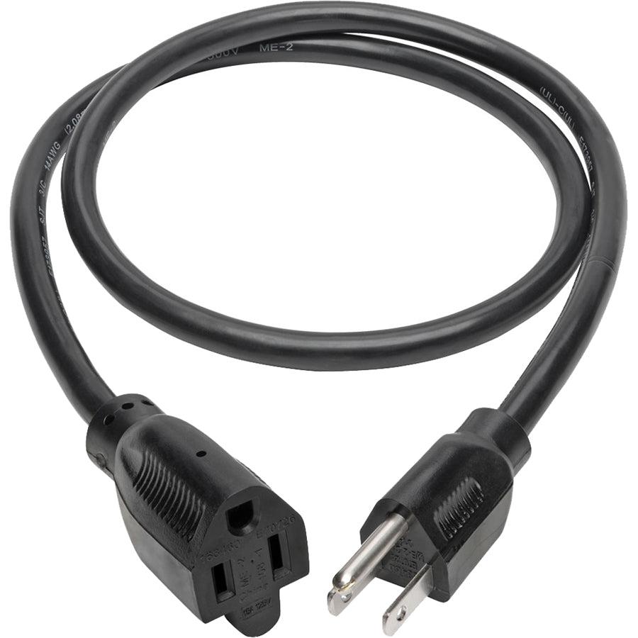 Eaton Tripp Lite Series Power Extension Cord, NEMA 5-15P to NEMA 5-15R - Heavy-Duty, 15A, 120V, 14 AWG, 3 ft. (0.91 m), Black — P024-003