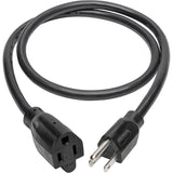 Eaton Tripp Lite Series Power Extension Cord, NEMA 5-15P to NEMA 5-15R - Heavy-Duty, 15A, 120V, 14 AWG, 3 ft. (0.91 m), Black — P024-003
