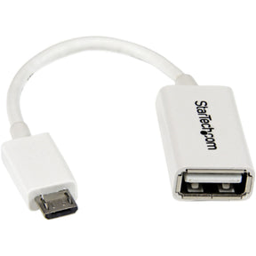 StarTech.com 5in White Micro USB to USB OTG Host Adapter M/F — UUSBOTGW